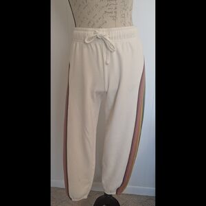 Marine Layer Sweatpants Womens Small Anytime Joggers Rainbow Cream Pull On